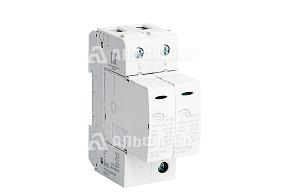 Устройство защиты от импульсных перенапряжений УЗИП 2-полюсный, класс I+II, L-N-PE, 12,5 кA