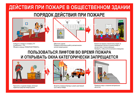 Стенд информационный «Действия при пожаре в общественном здании»