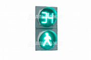 Пешеходный светофор П.1.1 с табло обратного отсчета времени зеленого и красного сигнала с анимацией программируемым УЗСП (плоский корпус)