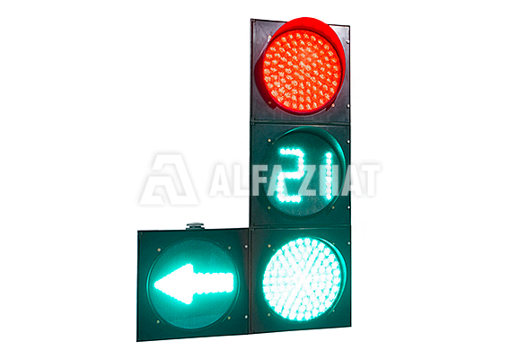 Кері уақыт санағы таблосынан Т.1.Л.2 көлік бағдаршамы (көлемді корпус)