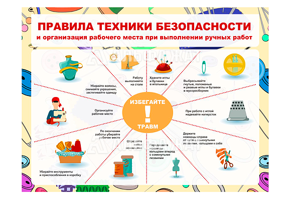 Стенд информационный «Правила техники безопасности и организация рабочего места при выполнении ручных работ»