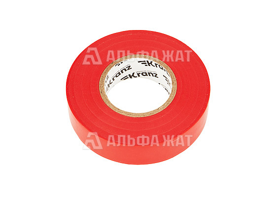 Изолента ПВХ профессиональная KRANZ 0,18х19 мм, 20 м, красная упаковка (10 роликов)