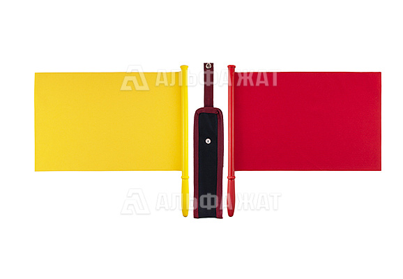 Сигнальные флажки железнодорожные на пластиковых ручках  красного и желтого цвета в чехле