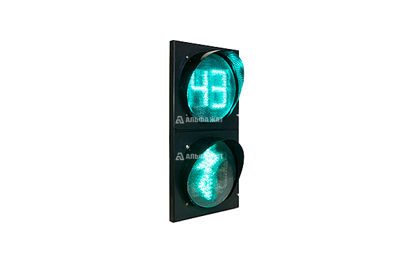 Пешеходный светофор П.1.1 с табло обратного отсчета времени зеленого сигнала с программируемым УЗСП (плоский корпус)