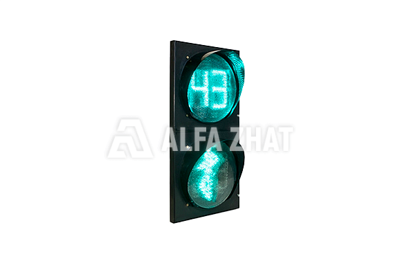 Pedestrian light signal P.1.1 with a green signal countdown board with a programmable pedestrian sound guide device (flat body)
