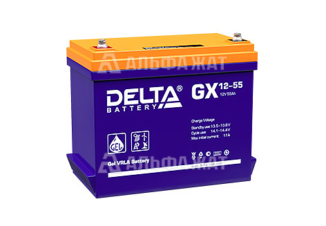 Свинцово-кислотный аккумулятор Delta GX 12-55