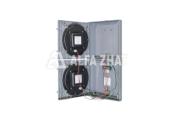 Pedestrian light signal P.1.1 with a green signal countdown board with a programmable pedestrian sound guide device (flat body)