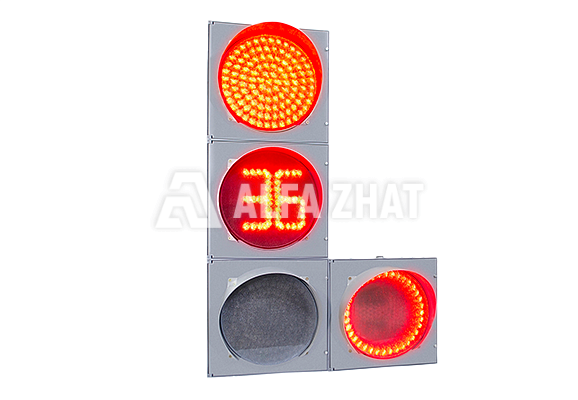 Кері уақыт санағы таблосынан Т.1.п.2 көлік бағдаршамы (жалпақ корпус)