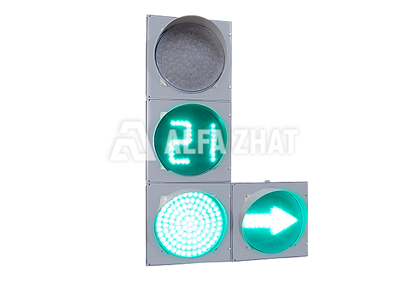 Кері уақыт санағы таблосынан Т.1.п.2 көлік бағдаршамы (жалпақ корпус)