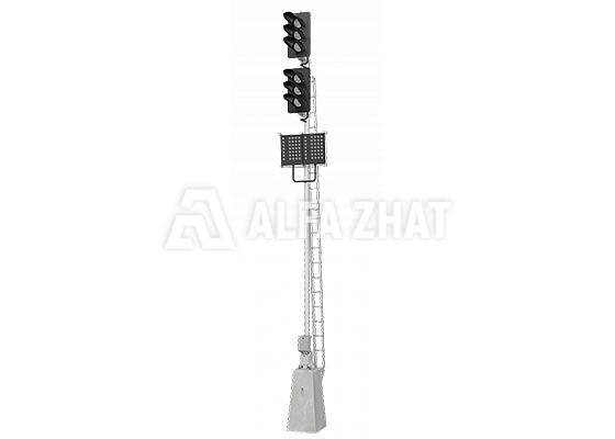 6-units LED high colour light signal 17956-00-00 with 2 route indicators and a shielding unit