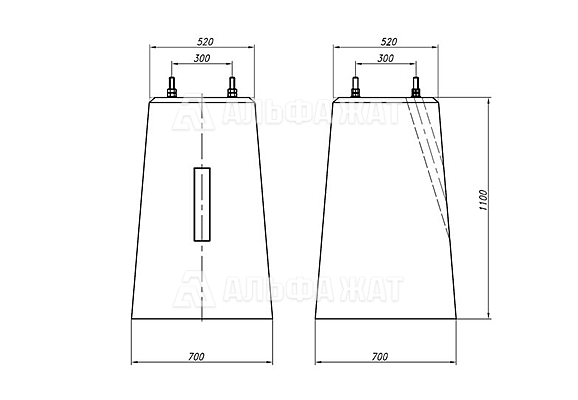Фундамент для светофоров с наклонной лестницей и двумя трансформаторными ящиками ФС 110х70 15378-00-00