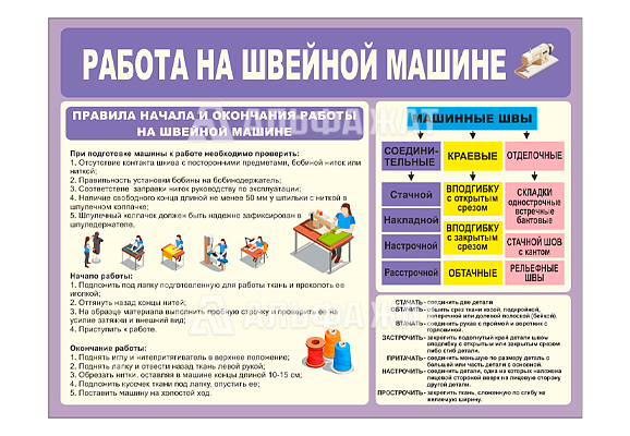 Стенд информационный «Работа на швейной машине»