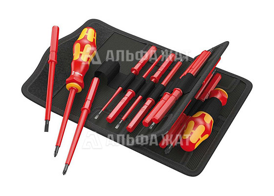 Набор насадок с 2 отвертками-битодержателями Kraftform Kompakt VDE 17 Universal 1, 17 предметов